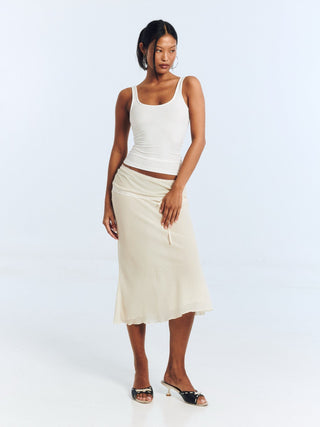 Cherie Eleni Midi Skirt - Chiffon Ivory