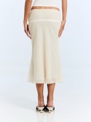 Cherie Eleni Midi Skirt - Chiffon Ivory