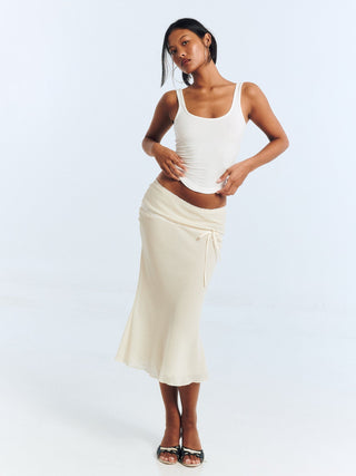 Cherie Eleni Midi Skirt - Chiffon Ivory