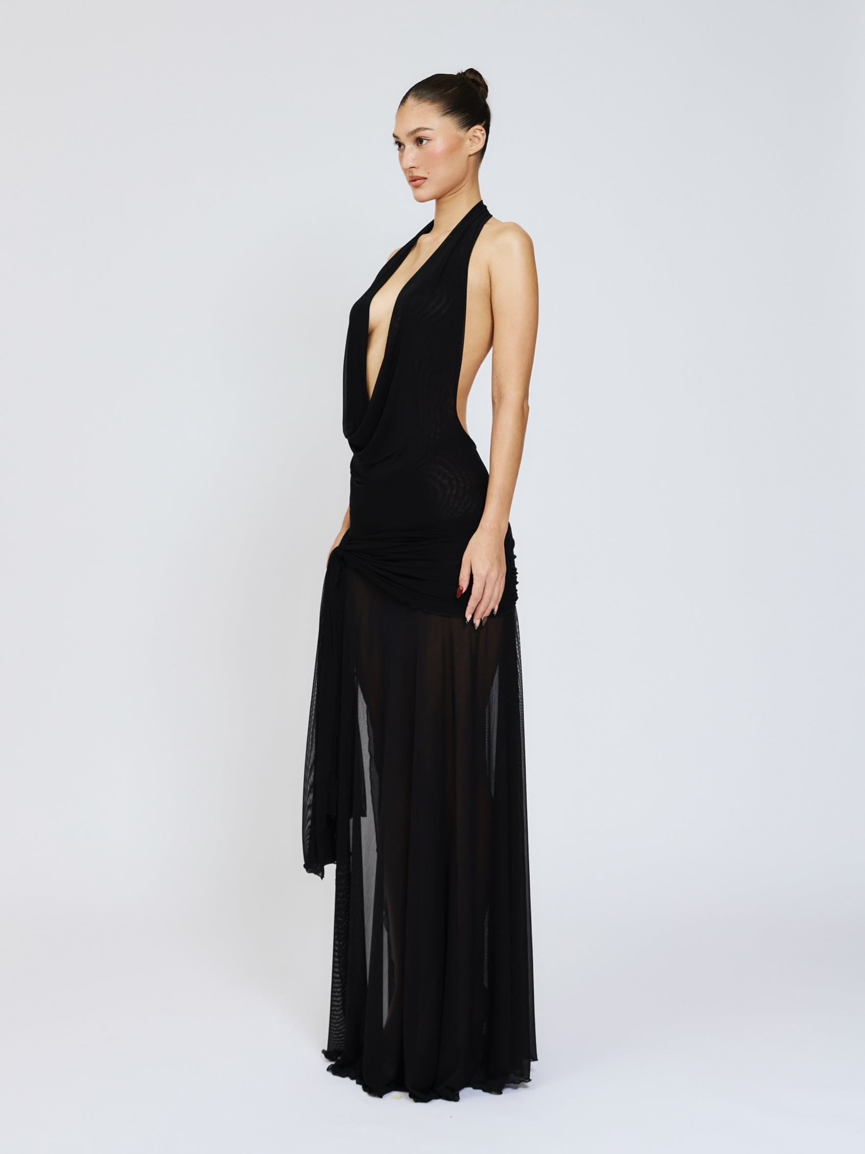 Evelyn Maxi Dress Mesh - Black Cherie Evelyn Maxi Dress Mesh - Black Cherie