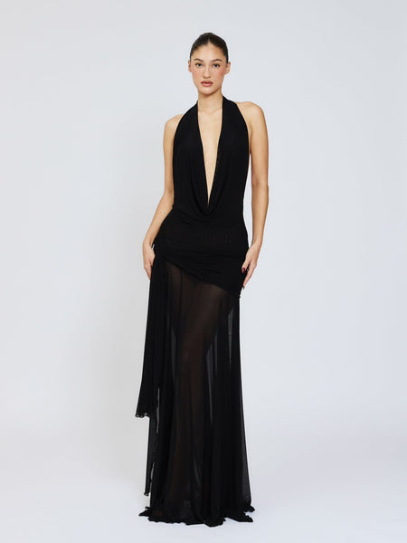 Evelyn Maxi Dress Mesh Black – Cherie