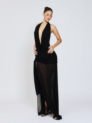 Cherie Evelyn Maxi Dress Mesh - Black
