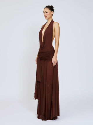 Cherie Evelyn Maxi Dress Mesh - Brown