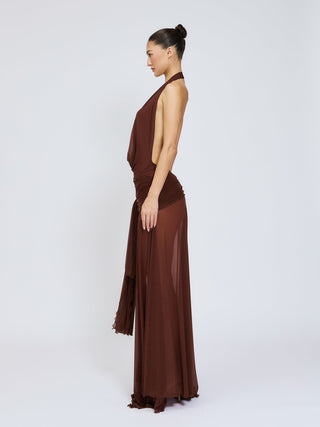 Cherie Evelyn Maxi Dress Mesh - Brown