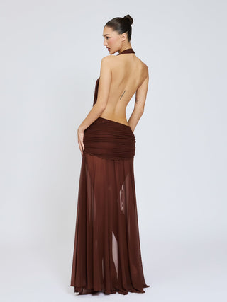 Cherie Evelyn Maxi Dress Mesh - Brown