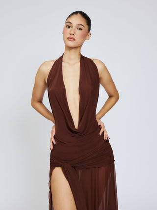 Cherie Evelyn Maxi Dress Mesh - Brown