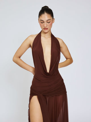 Cherie Evelyn Maxi Dress Mesh - Brown