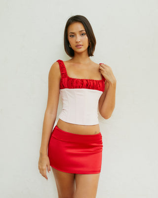 Cherie Gia Corset Top - Pink and Red