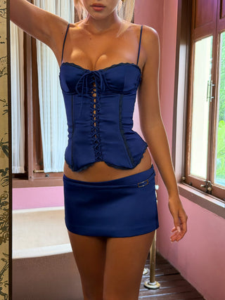 Cherie Ines Mini Skirt - Dark Blue