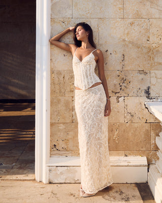 Cherie Leona Maxi Skirt Sequined Lace