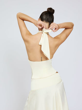 Cherie Lisa Button Up Halter - Ivory