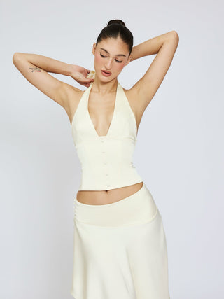 Cherie Lisa Button Up Halter - Ivory