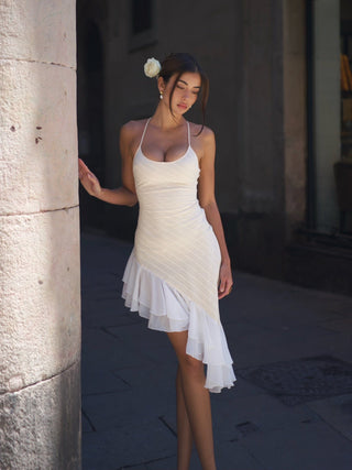 Cherie Lucia Ruffle Dress - Ivory