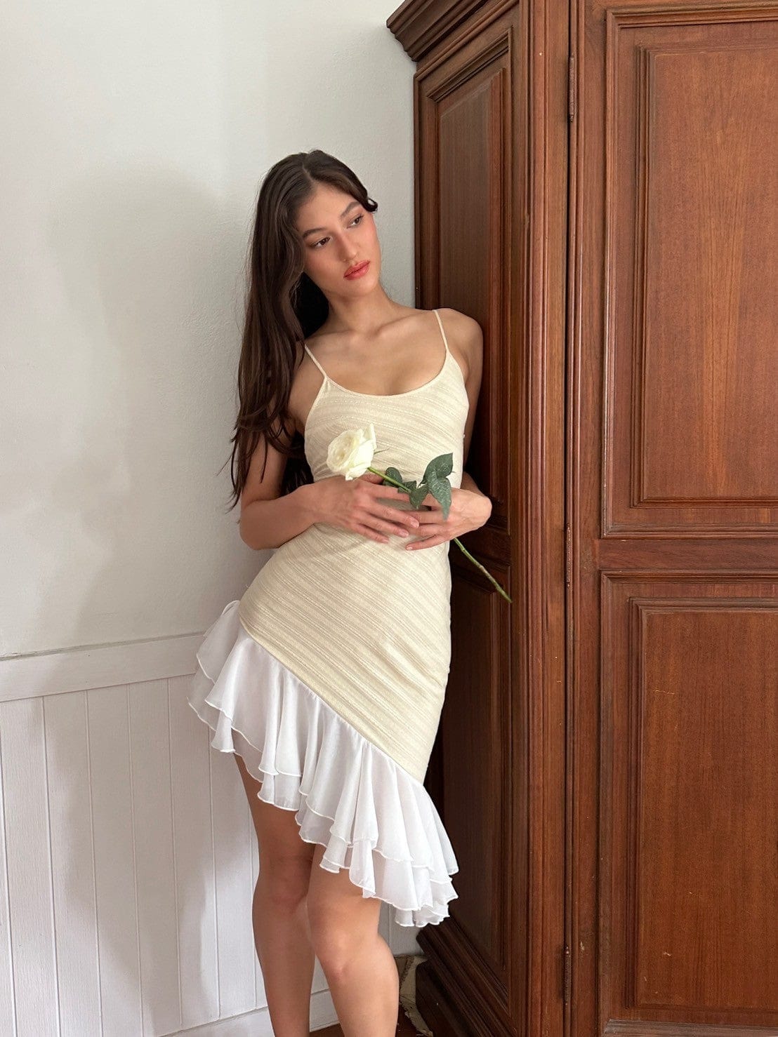 Lucia Ruffle Dress - Pink M - PREORDER / Ivory Lucia Ruffle Dress - Pink M - PREORDER / Ivory