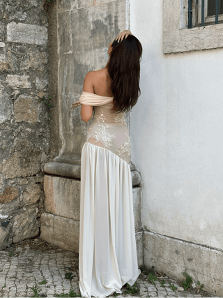 Cherie Mia Off Shoulder Maxi Gown Dress Sheer