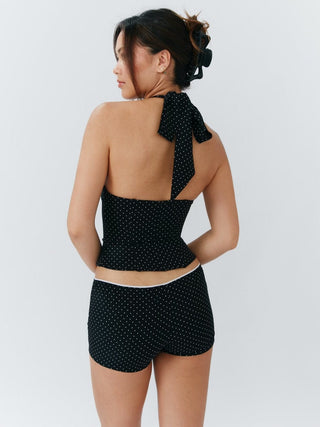 Cherie Rosanna Halter Top - Polka Dot Black