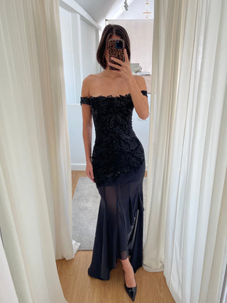 Cherie Sample Off Shoulder Maxi Dress