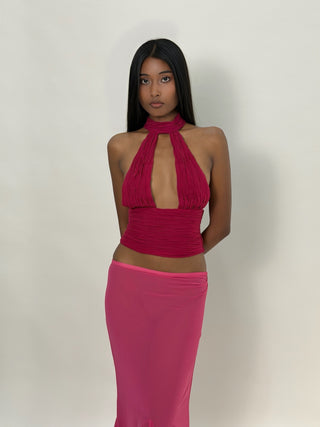 Cherie TOP XS Sample Candice Draped Halter top