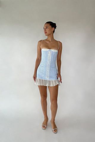 Cherie XS Sample April Mini Dress - Stripe Blue