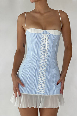 Cherie XS Sample April Mini Dress - Stripe Blue