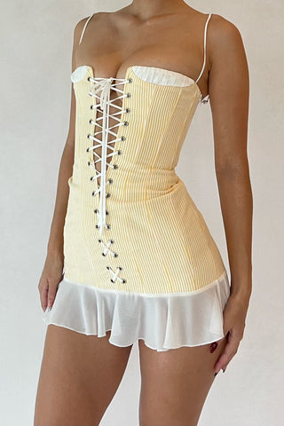 Cherie XS Sample April Mini Dress - Stripe Yellow