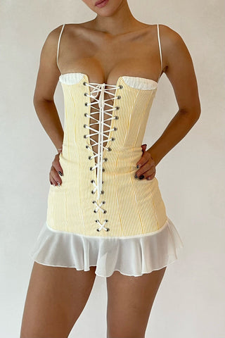 Cherie XS Sample April Mini Dress - Stripe Yellow