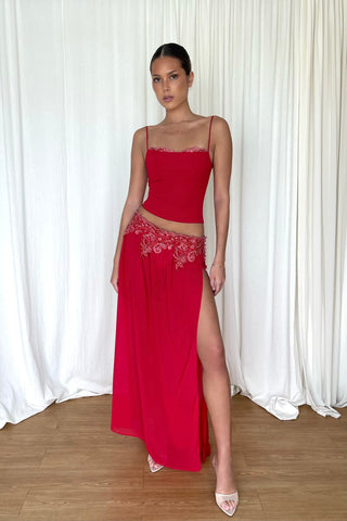 Cherie XS Sample Maxi Skirt - Red