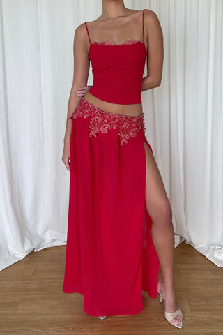 Cherie XS Sample Maxi Skirt - Red