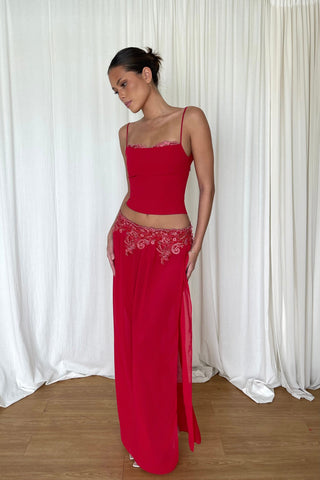 Cherie XS Sample Maxi Skirt - Red