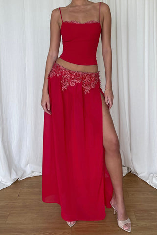 Cherie XS Sample Maxi Skirt - Red