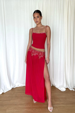 Cherie XS Sample Maxi Skirt - Red