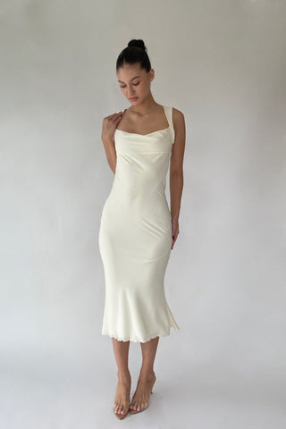 Cherie XS Sample Midi Dress - Ivory