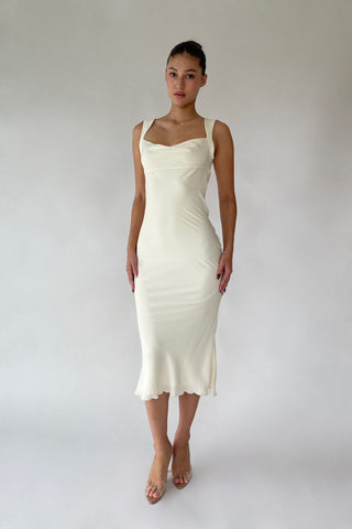Cherie XS Sample Midi Dress - Ivory