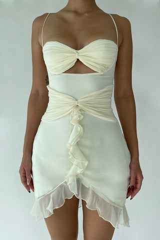 Cherie XS Sample Ruffle Mini Dress - Ivory