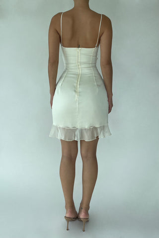 Cherie XS Sample Ruffle Mini Dress - Ivory