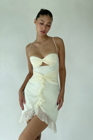 Cherie XS Sample Ruffle Mini Dress - Ivory