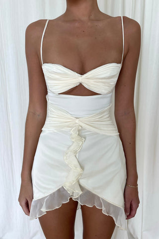 Cherie XS Sample Ruffle Mini Dress - Ivory