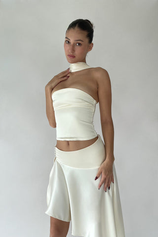 Cherie XS Sample Tube Halter Top - Ivory