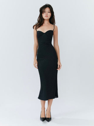 Set Studio Blossom Midi Dress - Polka Dot Black