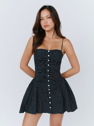 Set Studio XS Isabella Mini Dress - Polka Dot Black