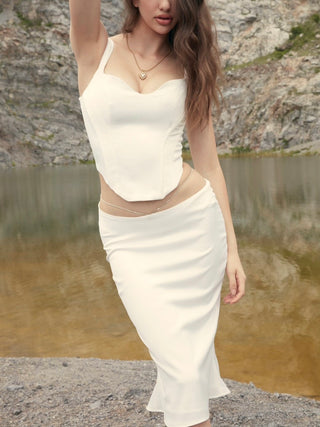 Moni Midi Skirt - White