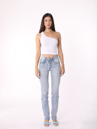 mixedgals DENIM Devon Mid Rise Straight - Light Wash